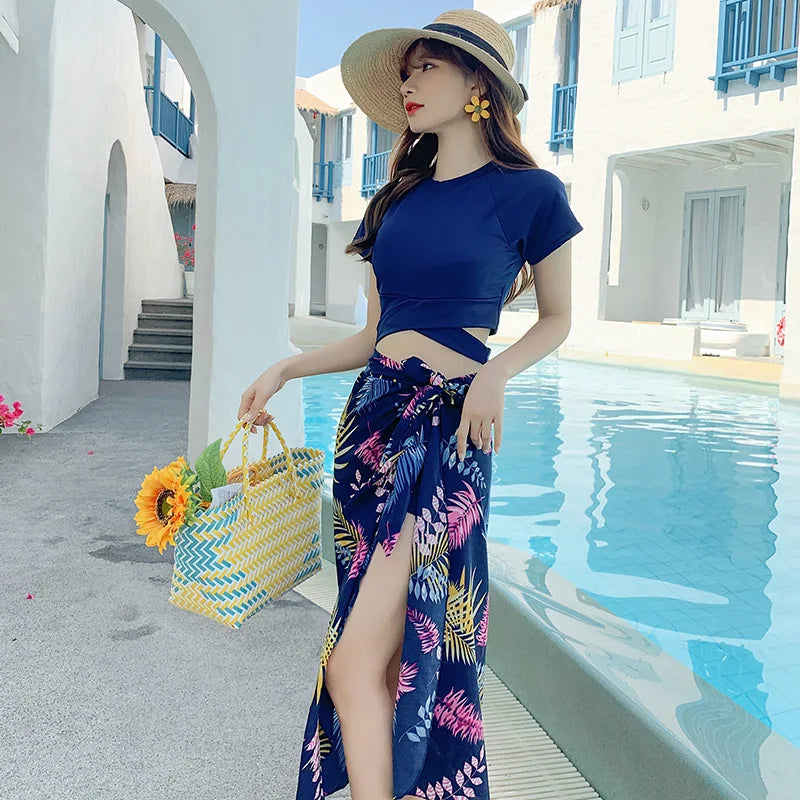 2026 New 3 Piece Swimsuit Women Tummy Control Slimming K Fashion Bathing Suit Sexy Conservative Hot Spring Wear