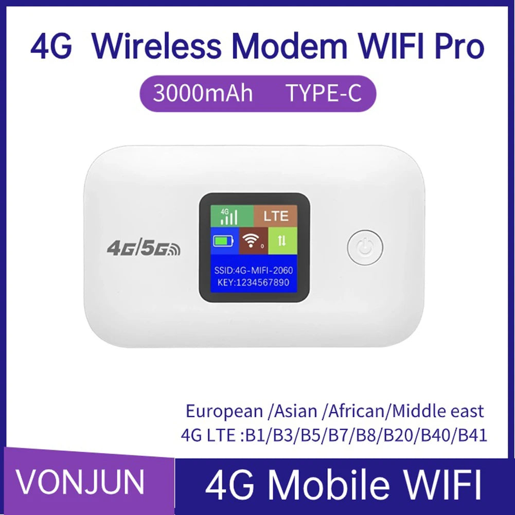 Portable Wireless Modem 150Mbps Wireless Portable Router 3000mAh Mobile Pocket WiFi Router with SIM Card Slot 4G Wireless Router