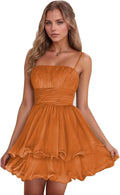 Sexy Women's Short Homecoming Dress 2026 Ruffle Square Neck Bridesmaid Mini Prom Chiffon Cocktail Gown Graduation Party Wear