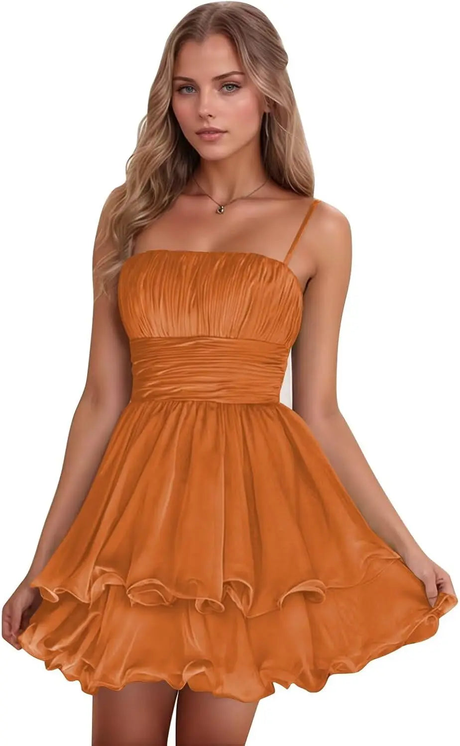 Sexy Women's Short Homecoming Dress 2026 Ruffle Square Neck Bridesmaid Mini Prom Chiffon Cocktail Gown Graduation Party Wear