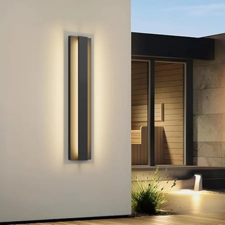 LamQee 23.6 ch Modern Outdoor Wall Light Exterior Lightg Fixtures, 3000K 24W LED Contemporary Outdoor Sconces Wall Lightg, Matt