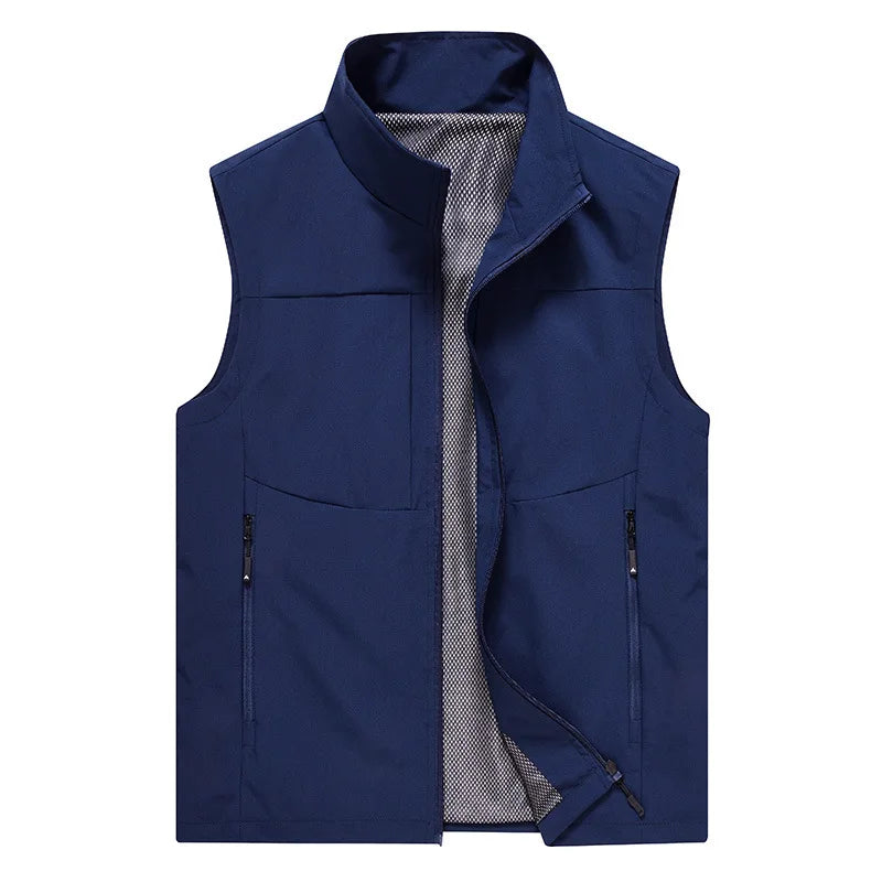 Spring Autumn Men's Jacket with Pockets for Casual Outdoor Use Quick-Drying, Multi-Pocketed Blazer Collared Shirt-style Men Coat