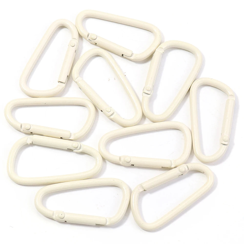 10pcs Colorful Carabiner Clip Alloy Keychain Clasps Hook 45X24mm D-ring Spring Snap Buckle For DIY Jewelry Making Accessories