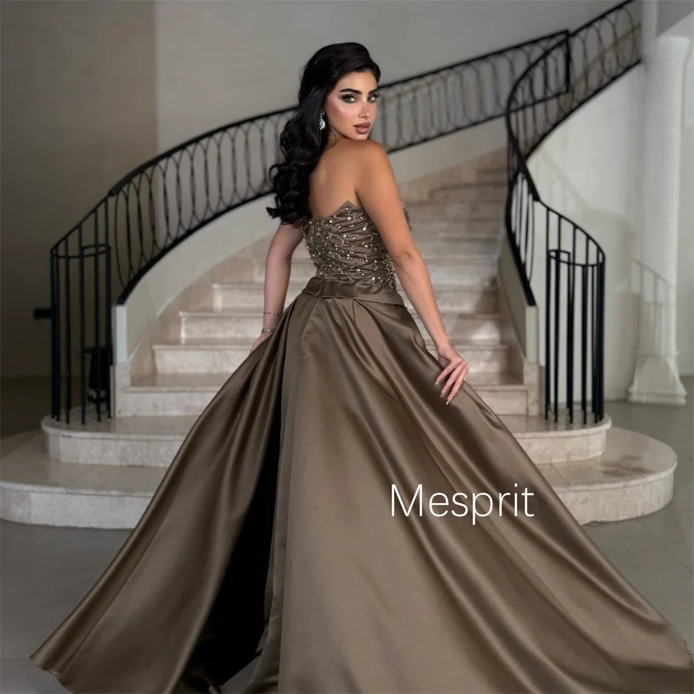 Customized Fashion Charmeuse Pleat Sequined Column One-shoulder Long Dresses Bespoke Occasion Dresses Sizes Available