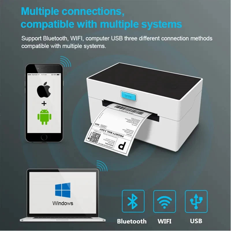 ZJ9220 Bluetooth Thermal Label Printer Wireless 4x6 Shipping Label Printer Compatible with iPhone Android Mac OS Windows