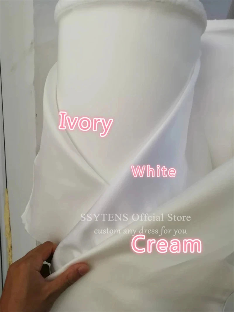 SSYTENS Vintage Satin Wedding Party Dresses Strapless Short A Line Ivory Lace Up Back Vestidos Para Mujer Bridal Gown Customized