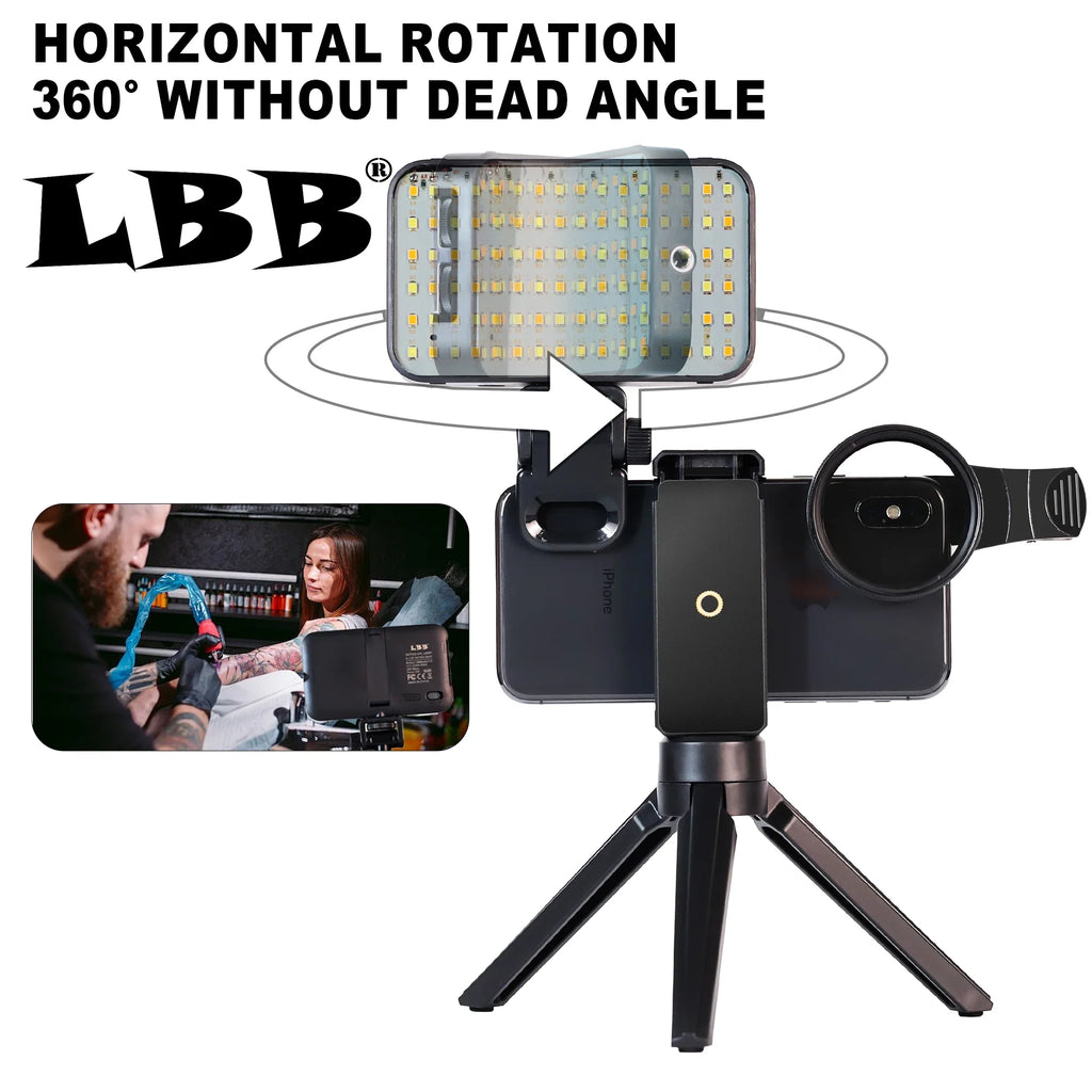 LBB High Quality Reduce Reflected Tattoos Light 96 LED Selfie Light with 52mm Polarizing CPL Lens for Cellphone Lens Tattoo Art