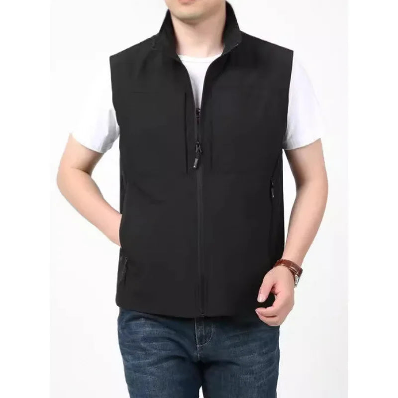 Spring Autumn Men's Jacket with Pockets for Casual Outdoor Use Quick-Drying, Multi-Pocketed Blazer Collared Shirt-style Men Coat