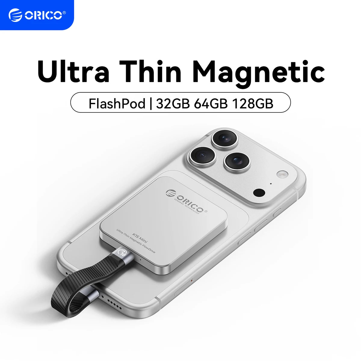 ORICO Ultra Thin Magnetic Portable SSD Up to 150MB/s for iPhone 15 16 Series Tablets Laptop Portable Solid State 32GB 64GB 128GB