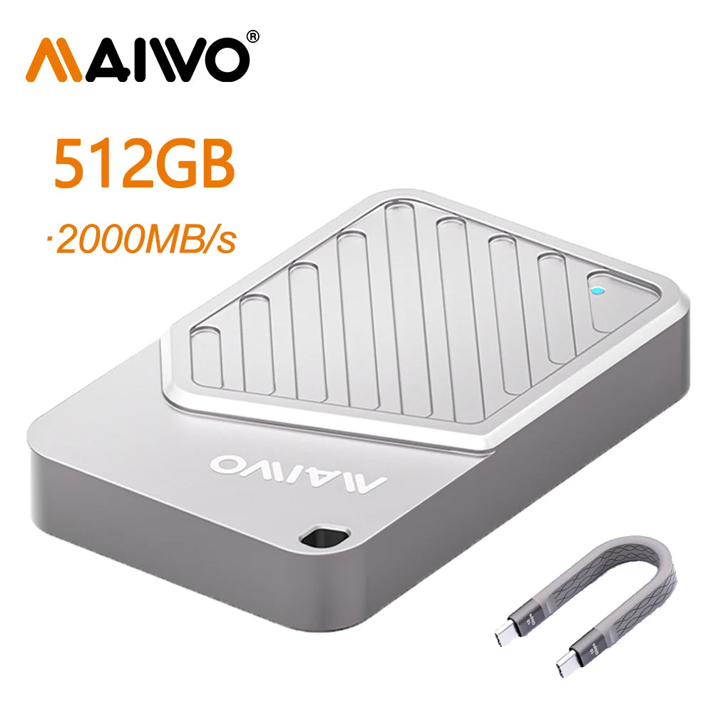 Maiwo 2000MB/s SSD External SSD 512G 12T Magnetic Portable PSSD for iPhone 16 15 Pro/Max ProRes 4K ProRes HDR Record and Portabl