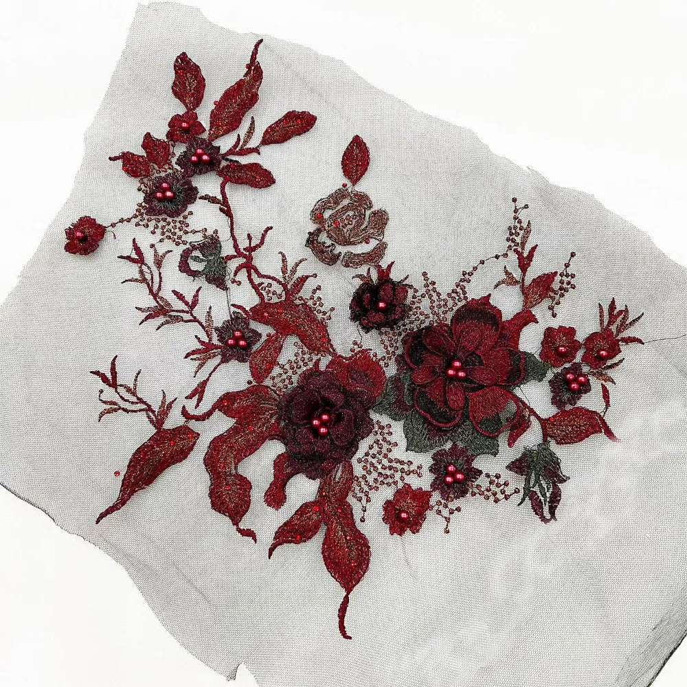 3D Flowers 3D Embroidered Patches Colorful Sequined Flower Lace Sewing On Patches Elegant Multi-functional Beaded Lace Applique