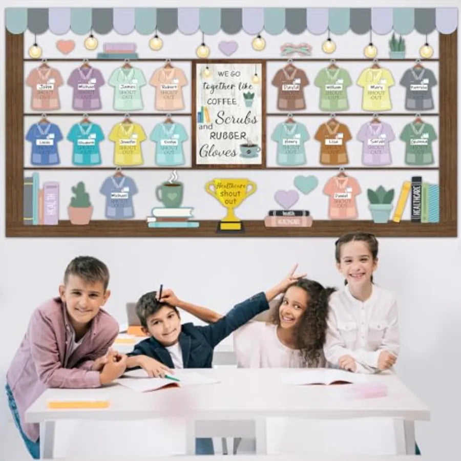 Healthy Bulletin Board Set Healthcare Workers Nurses Classroom Decorations DIY Crafts Health Shout Out Cutouts for Students Hos