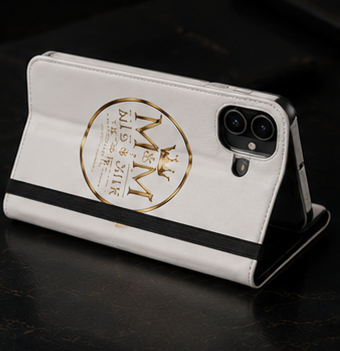 M&M Gold Crest Flip Phone Case — Luxury Wallet Flip Case with Card Slots