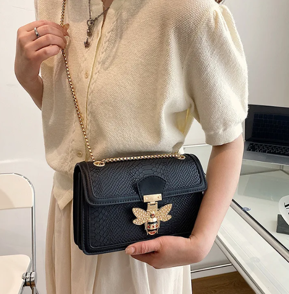 Royal Bee Crocodile Crossbody Bag – Luxury Flap Tote & Shoulder Handbag for Women