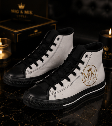 MIG & MIK STYLE White Gold High-Top Sneakers