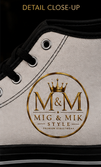MIG & MIK STYLE White Gold High-Top Sneakers