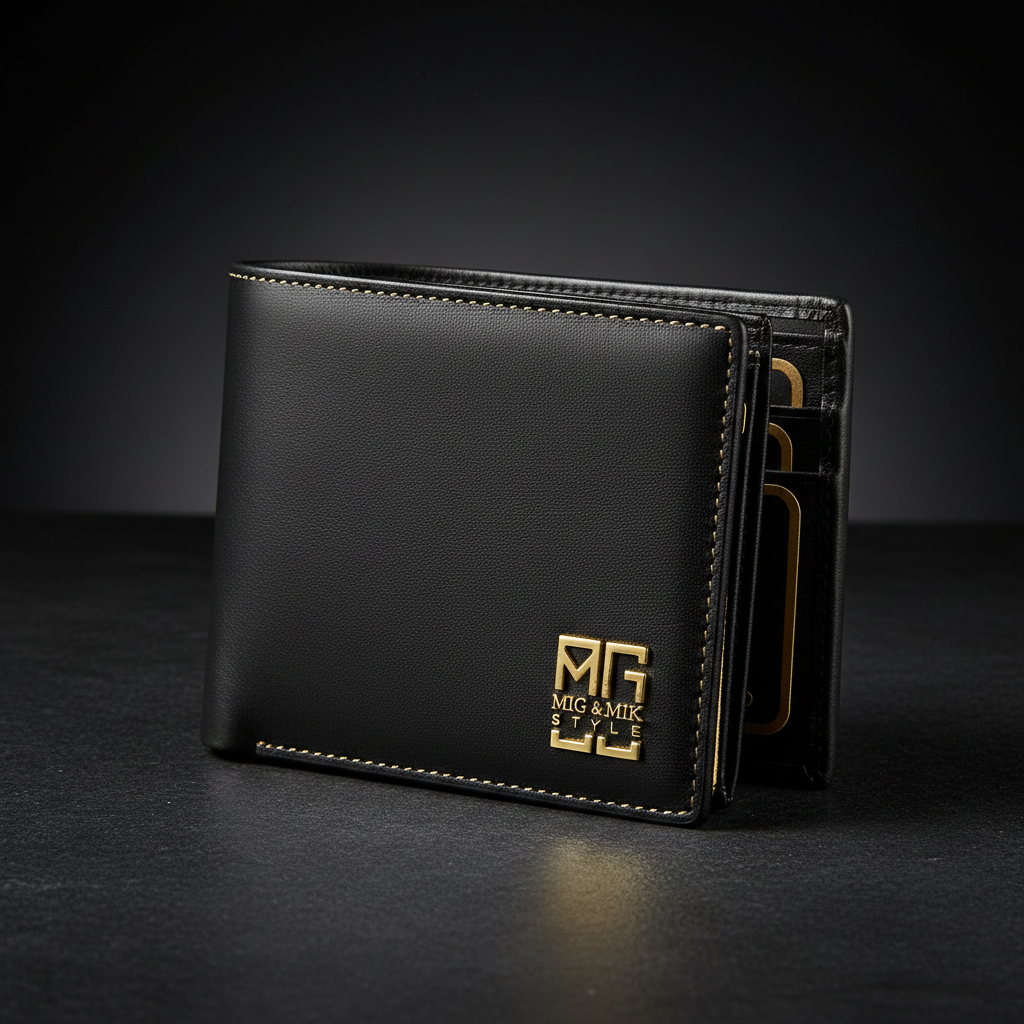 MIG & MIK STYLE Luxury Leather Wallet – Black Gold Edition