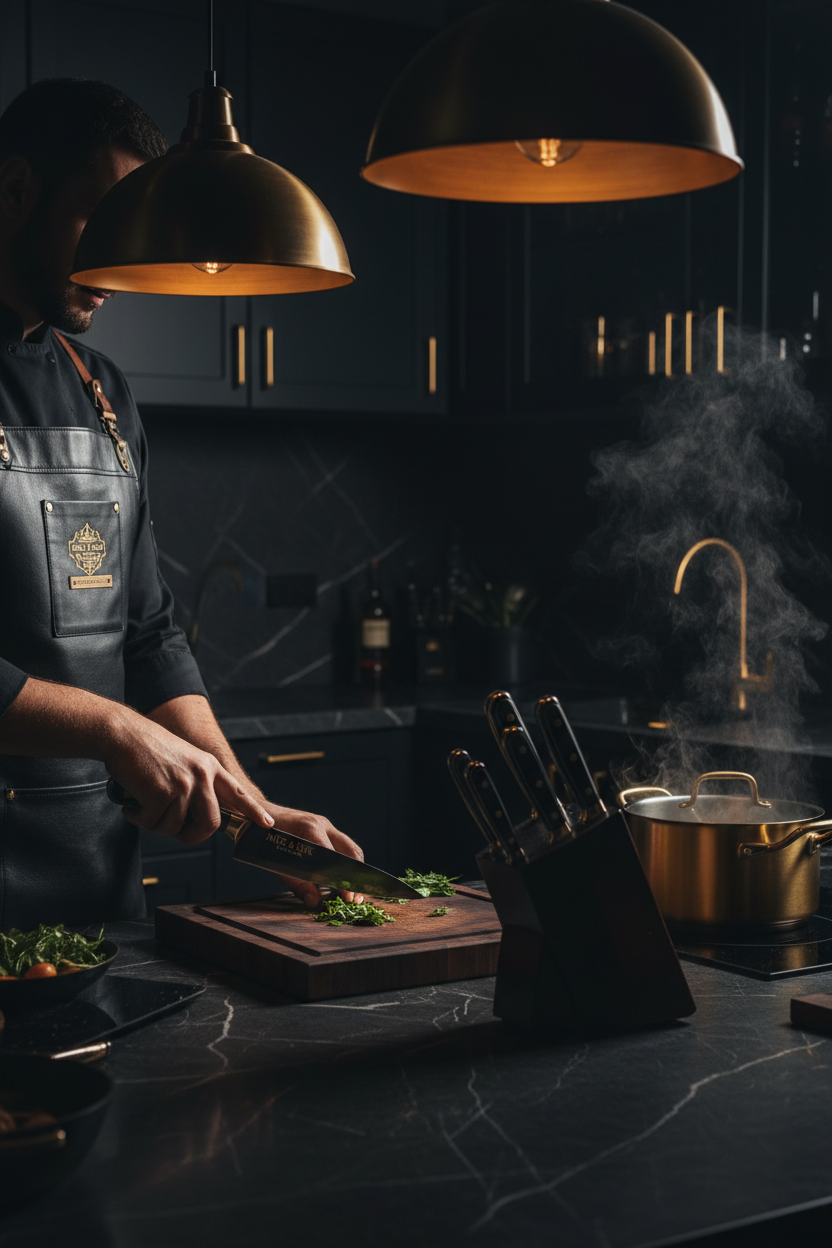 MIG & MIK STYLE Luxury Chef Knife Set – Black Gold Edition
