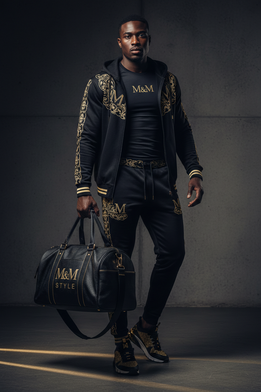MIG & MIK STYLE Luxury Gym Duffel Bag – Black Gold Edition