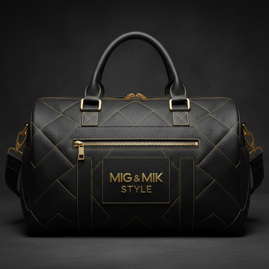 MIG & MIK STYLE Luxury Gym Duffel Bag – Black Gold Edition