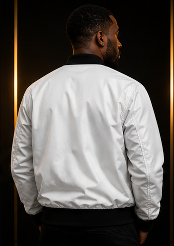 MIG & MIK STYLE Luxury Bomber Jacket – White Gold Edition