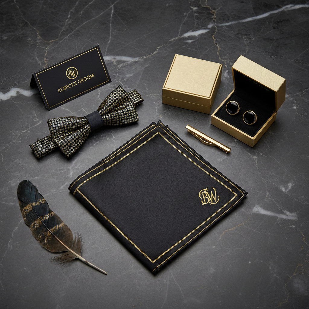 Luxury Wedding Bow Tie Flat Lay