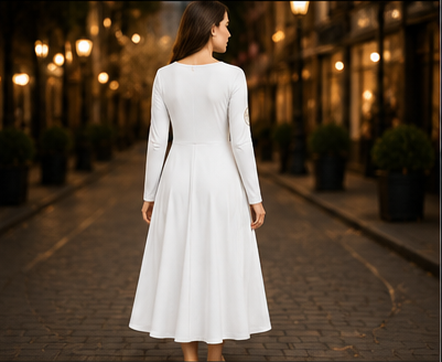 MIG & MIK STYLE Premium Long Sleeve Dress – White Gold Edition