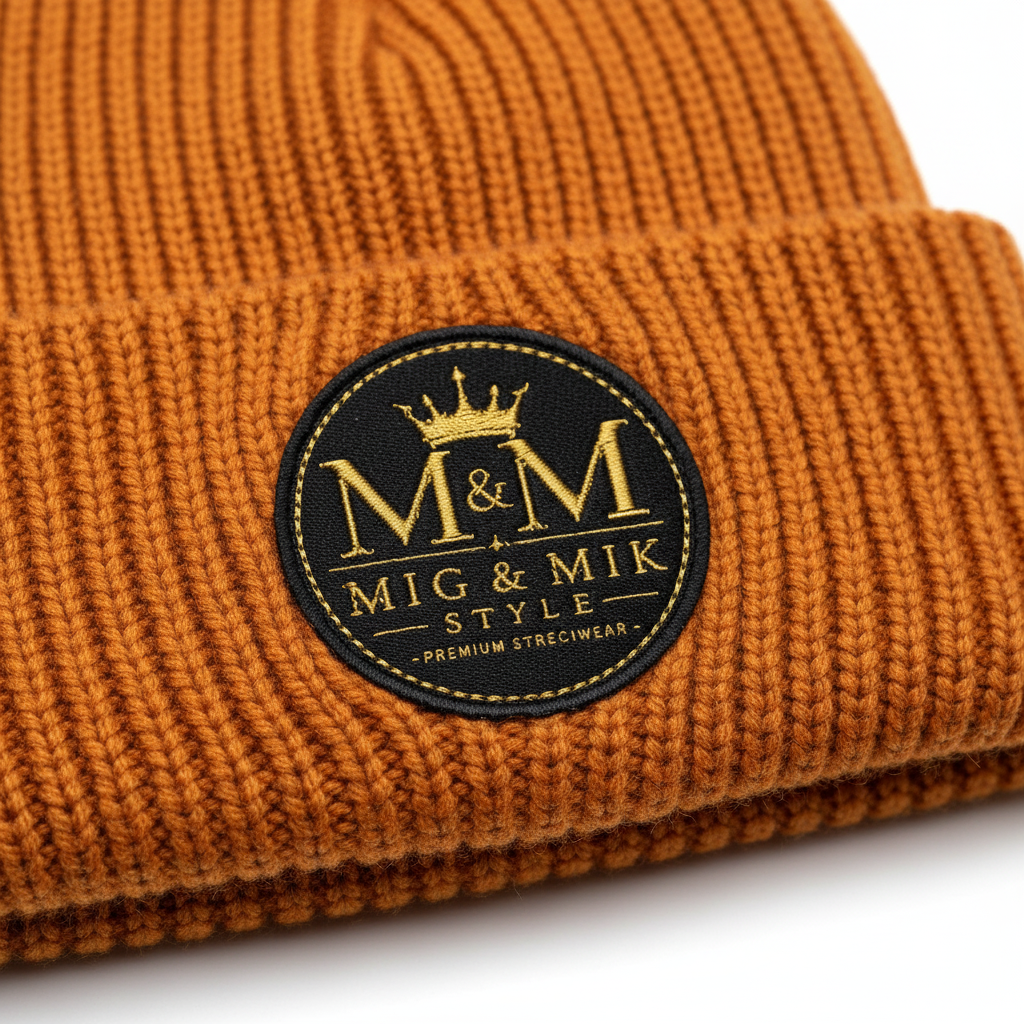 Orange Beanie Close-Up – MIG & MIK STYLE