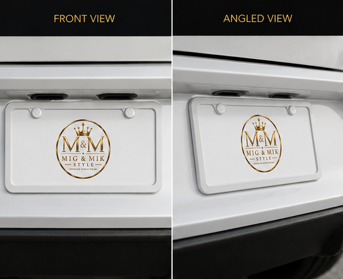License Plate — Mig & Mik Style Gold Emblem Decorative Front Tag