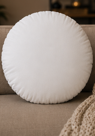 Round Tufted Floor Pillow — Gold "M & M Mig & Mik Style" Logo Cushion