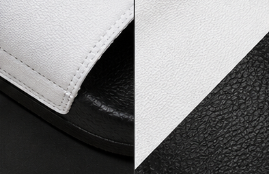 Women's Removable-Strap Sandals — White Slide Sandals with Gold Emblem