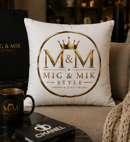 M&M Mig & Mik Gold Crown Decorative Pillowcase — Square Poly Canvas Throw Pillow Cover