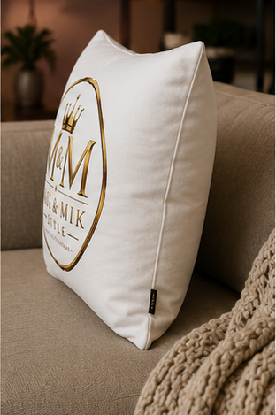 M&M Mig & Mik Gold Crown Decorative Pillowcase — Square Poly Canvas Throw Pillow Cover